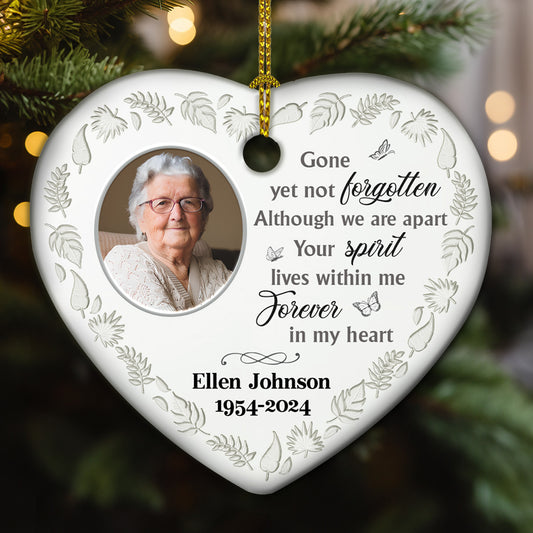 Gone Yet Not Forgotten - Personalized Custom Heart Ceramic Ornament