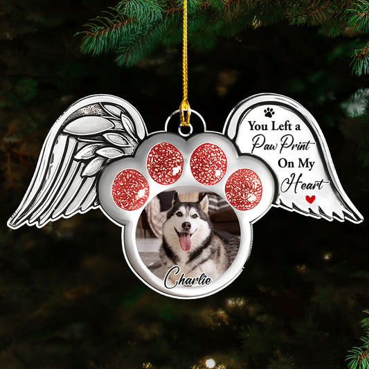 Pawprints In Heaven Photo - Personalized Custom Acrylic Ornament