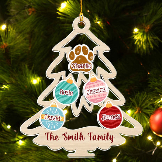 Family Tree Merry Christmas - Personalized Custom Acrylic Ornament