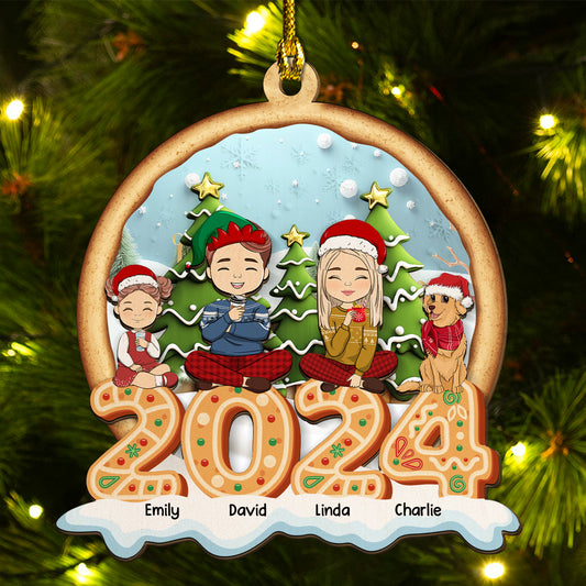 Family Cookies Christmas 2024 - Personalized Custom 2-Layered Wood Ornament