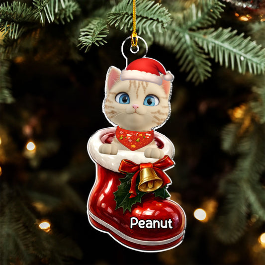 Cat Here In Your Shoes - Personalized Custom 3D Effect Acrylic Ornament