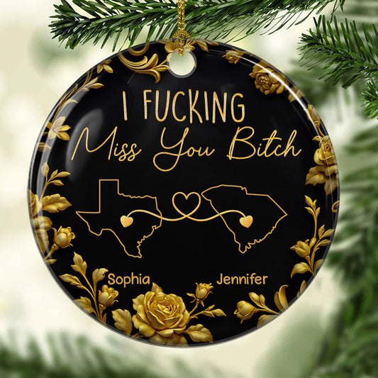 I Miss You Bestie Dark Version - Personalized Custom Ceramic Ornament