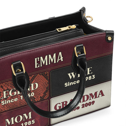 Grandma Since Year - Personalized Custom Leather Bag