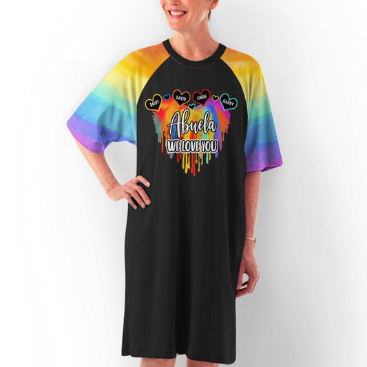 Colorful Grandma Heart - Personalized Custom 3/4 Sleeve Dress - Blithe Hub